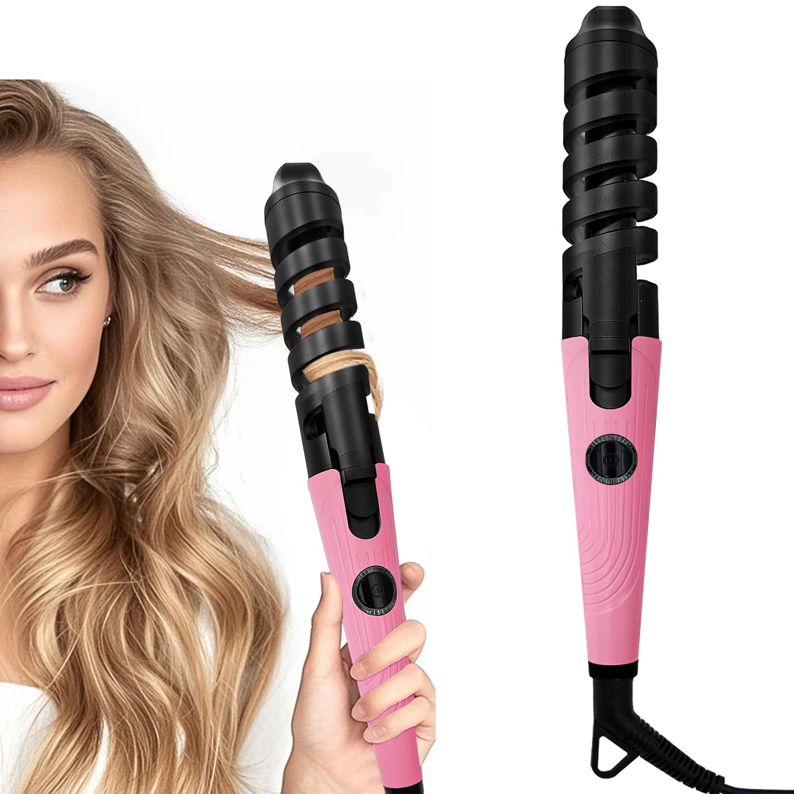 YAOARA Anti-Scald Ceramic Curling Wand,Portable Curling Iron,Automatic Spiral Hair Curler for Women,Detangle Scald-Free Fast Heating Rollers Suitable for Long and Short Hair Styling(Pink01) YAOARA Anti-Scald Ceramic Curling Wand,Portable Curling Iron,Automatic Spiral Hair Curler for Women,Detangle Scald-Free Fast Heating Rollers Suitable for Long and Short Hair Styling(Pink01)
